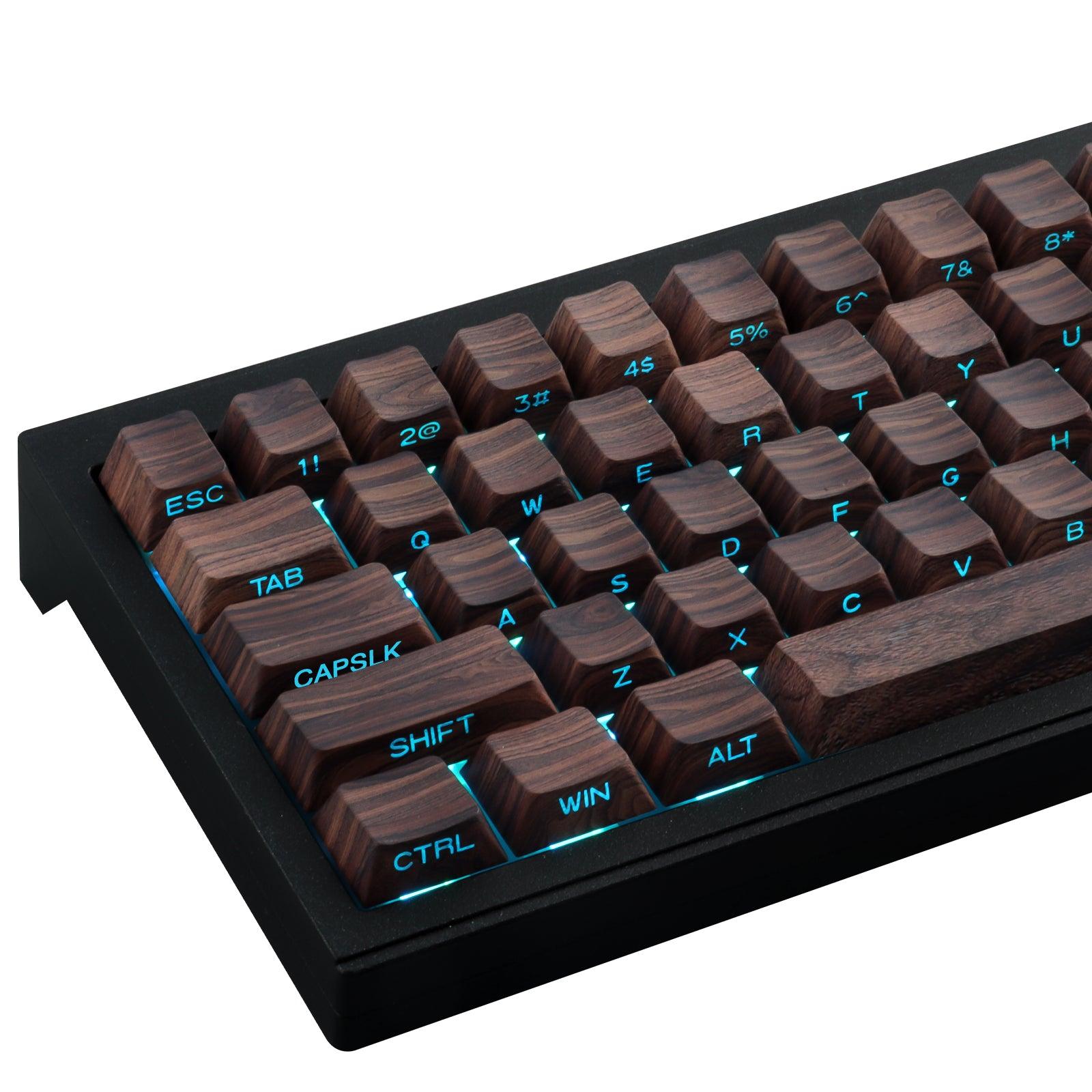 Wood Grain Side light keycaps trending for minimalist desks in 2025