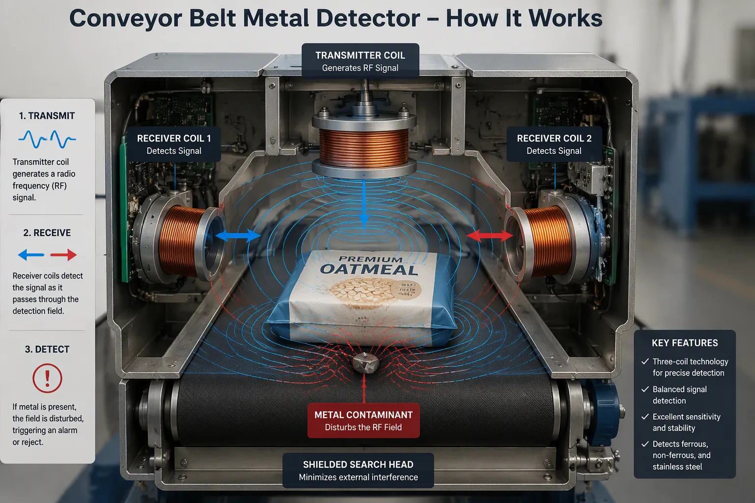 Working Principle of Conveyor Belt Metal Detectors