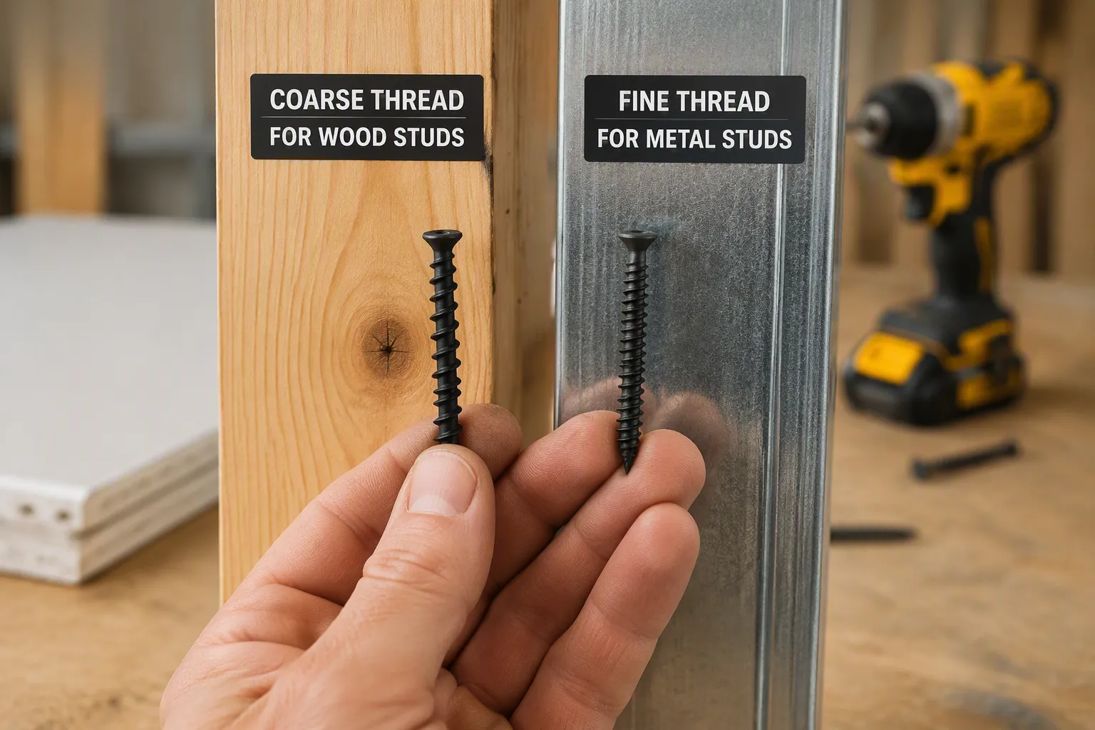 Ke koho ʻana ma waena o nā wili Drywall Coarse a me Fine Thread