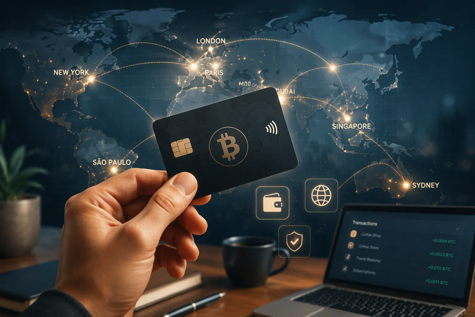 Crypto card for global payments network