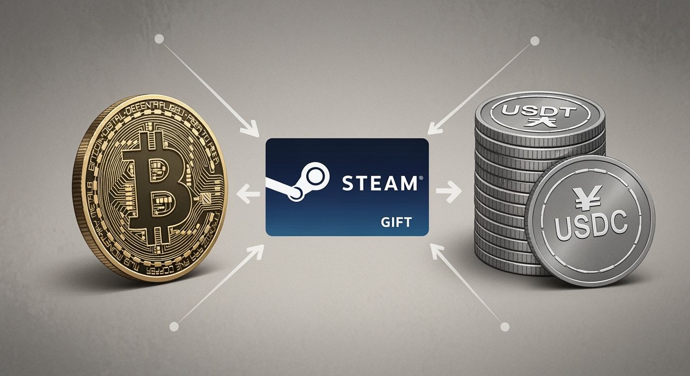 Stablecoins vs BTC for Steam gift card payments