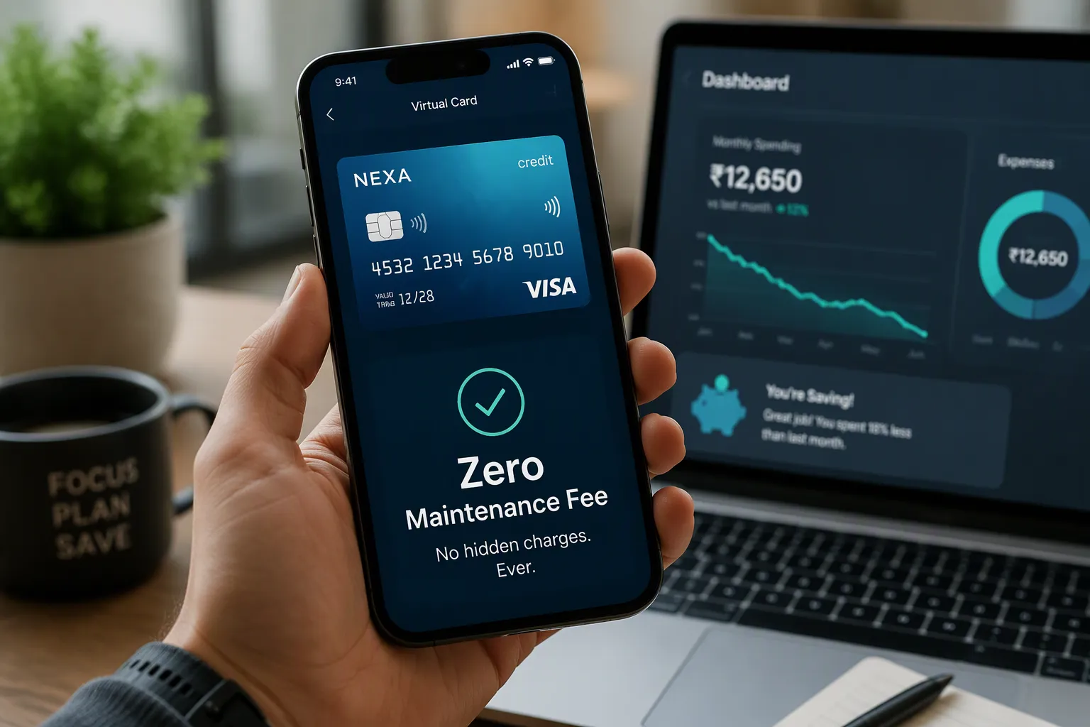 Virtual card for zero maintenance fee