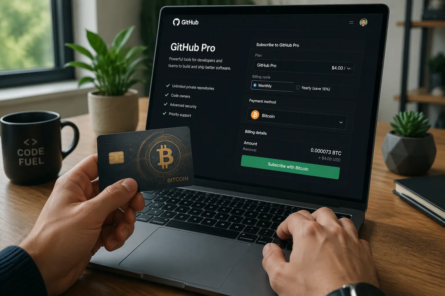 Using a crypto card for GitHub Pro billing