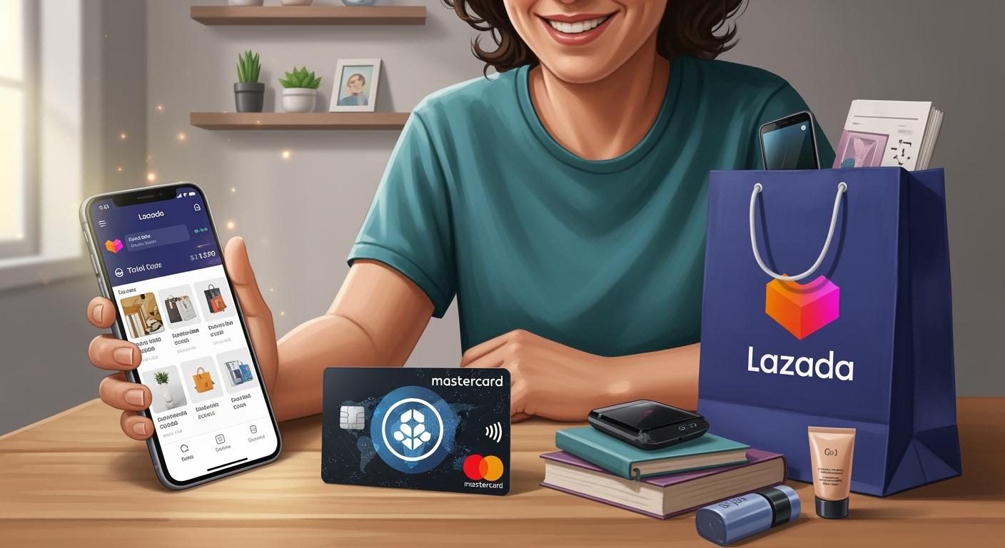 Easy payment on Lazada for unbanked users using a crypto Mastercard