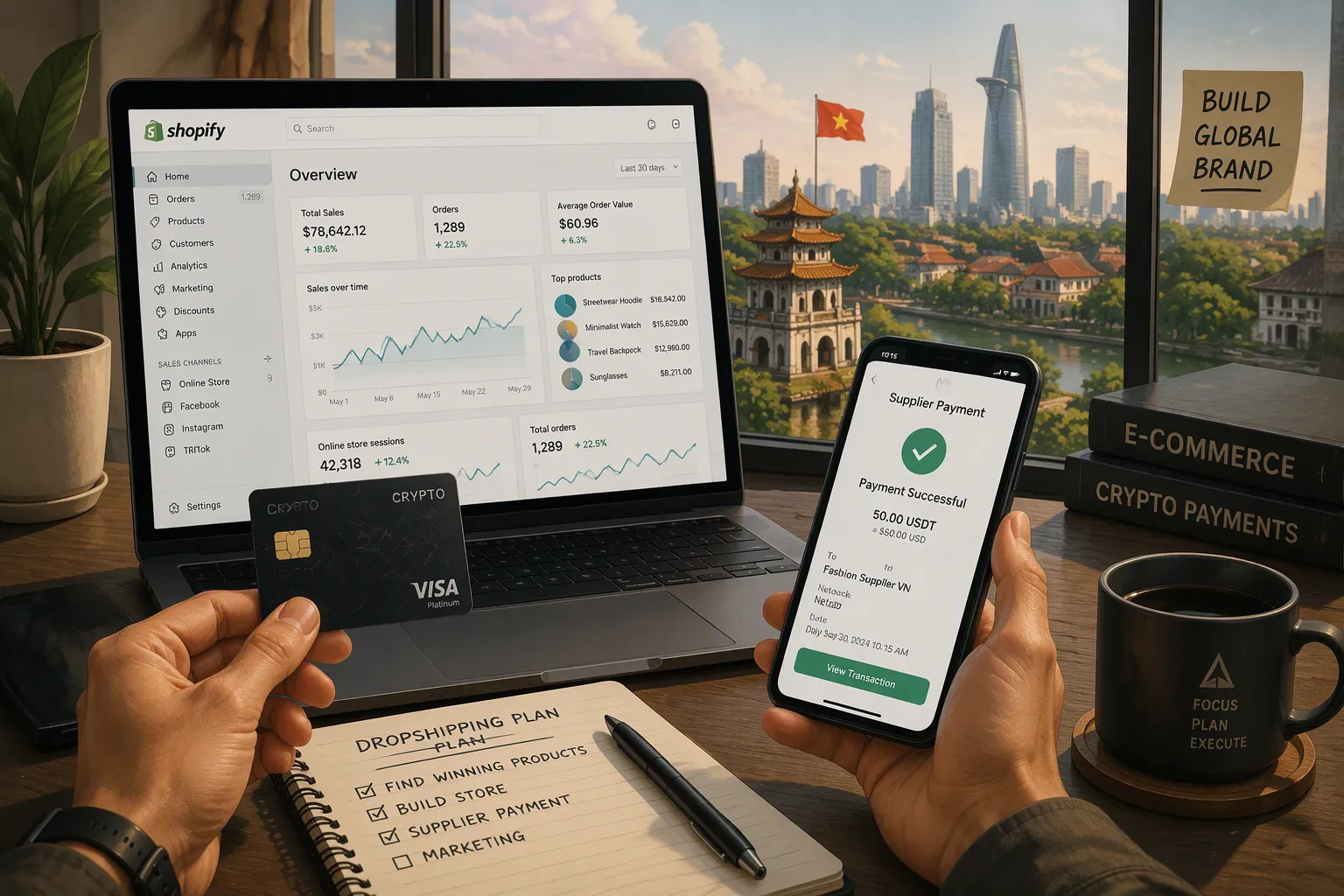 How to Pay Suppliers With a Crypto Card When Doing Shopify Dropshipping From Vietnam