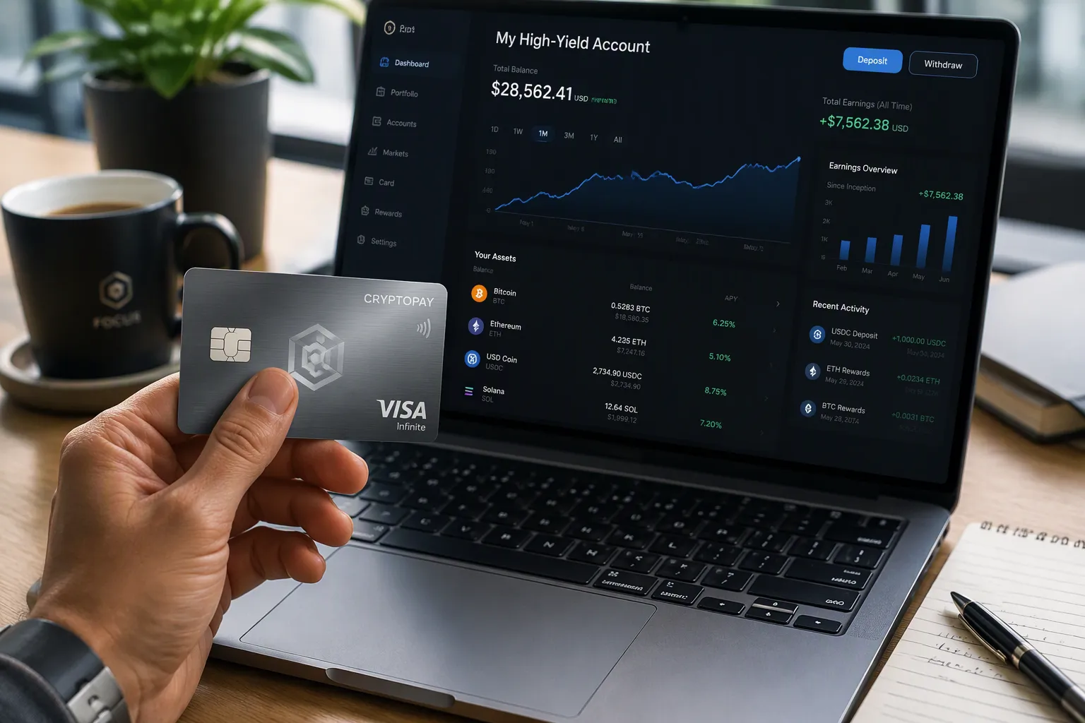 What a crypto card for high yield crypto accounts is and how it works in 2026