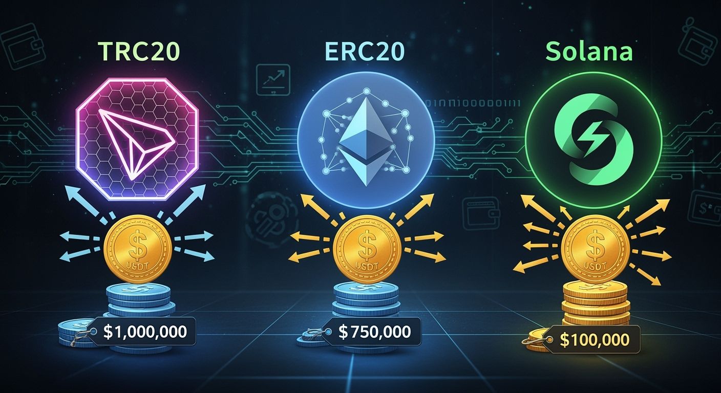 TRC20 vs ERC20 vs Solana: Cheapest USDT Spending