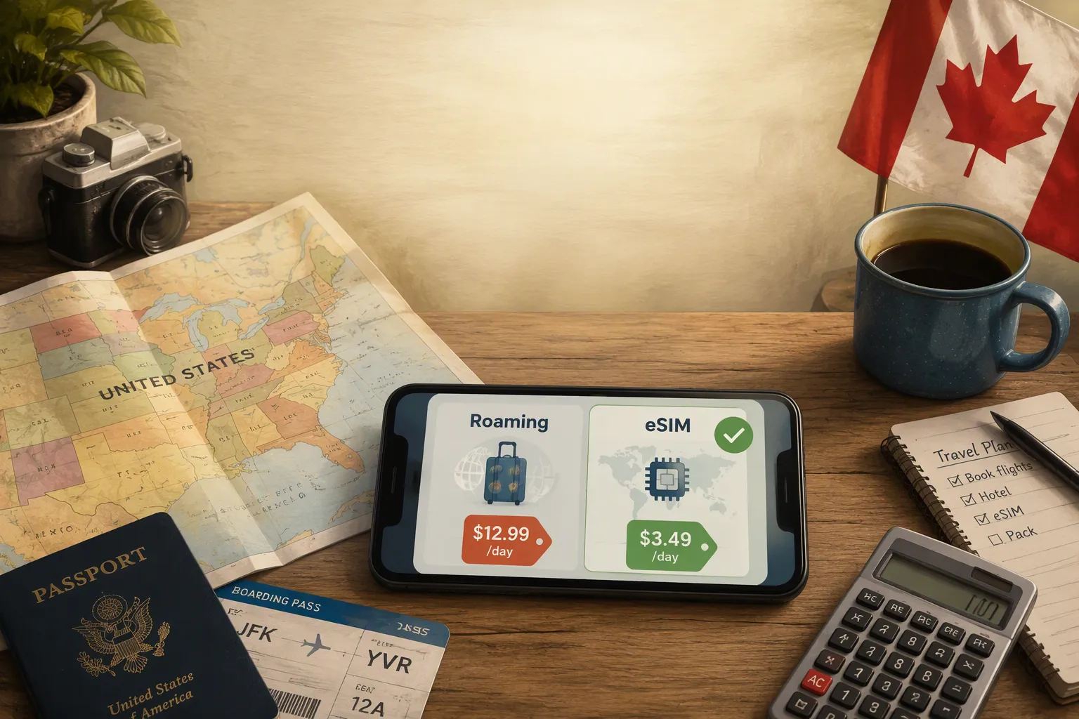 ESIM vs Roaming: Cheapest Data for Canadians Travelling to the USA