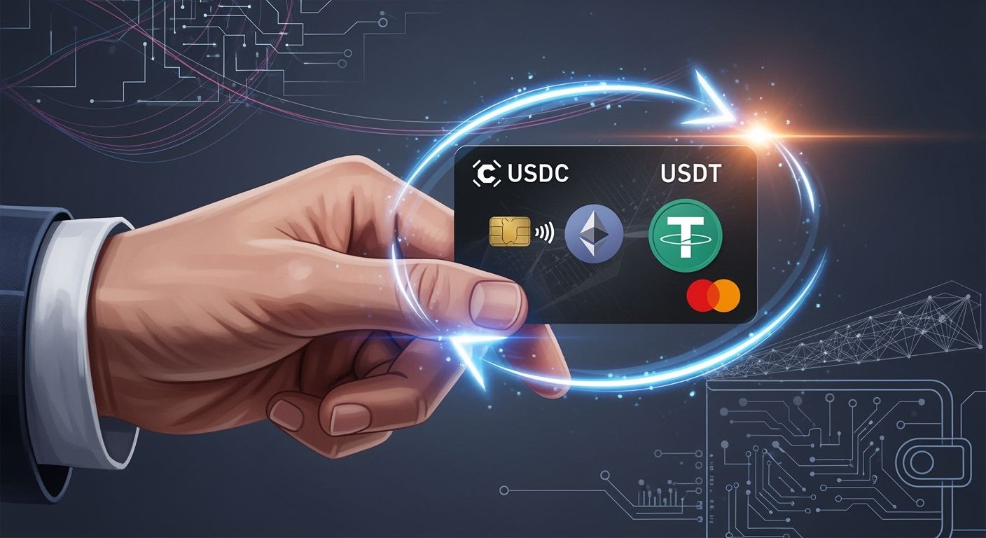 Crypto cards and their support for USDC/USDT instant conversion