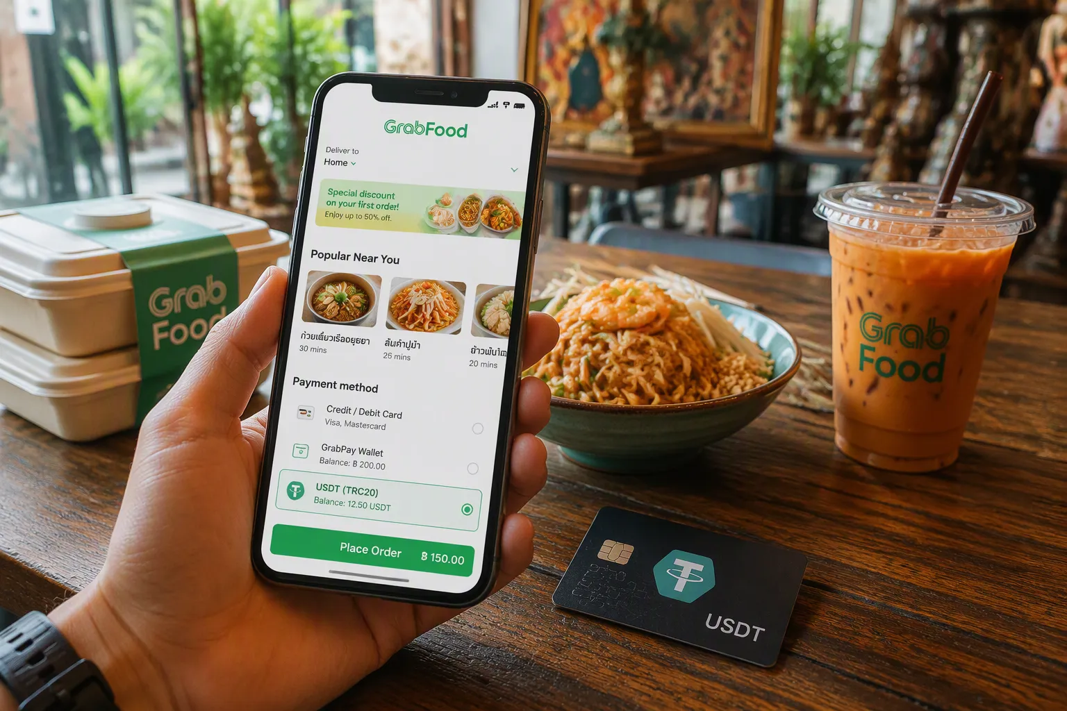 泰國 GrabFood 綁定 USDT 卡付款