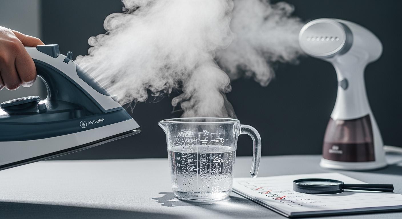 Iron and steamer inspection: steam flow and anti-drip compliance testing