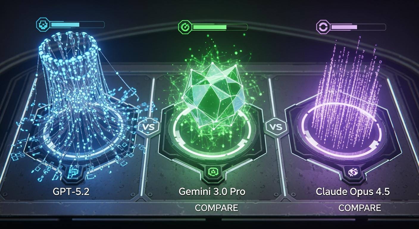 The Ultimate LLM Battle GPT-5.2, Gemini 3.0 Pro, and Claude Opus 4.5 Compared