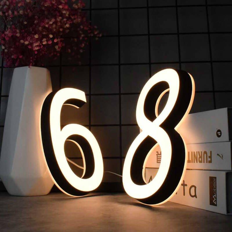 modern office reception 3D backlit company name letters