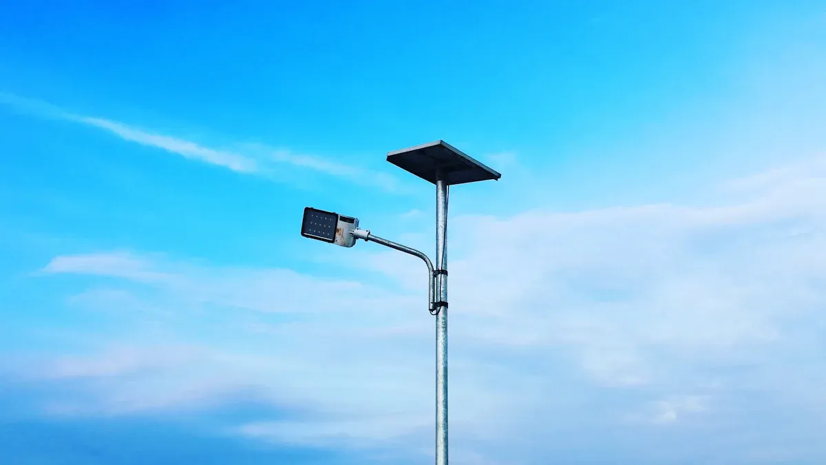 Safely install solar lamp poles in windy areas