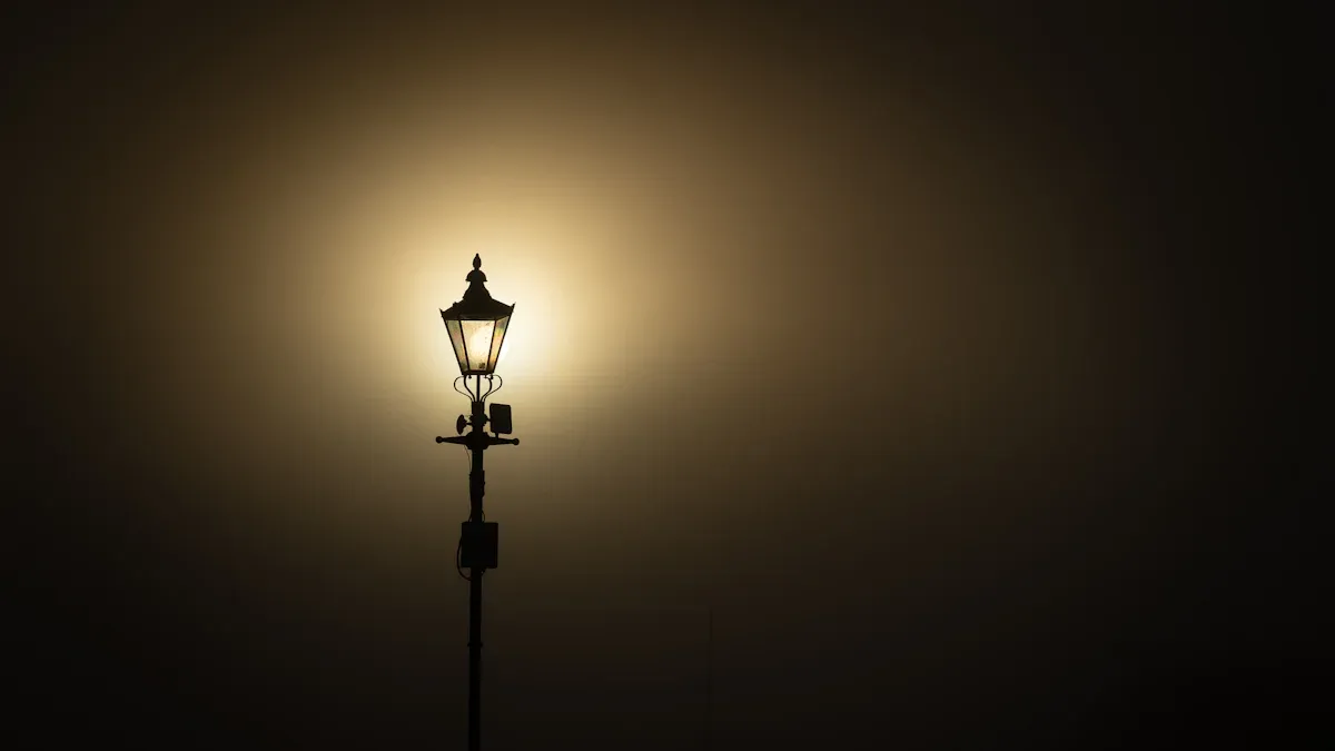 How is the construction of the lamp post foundation carried out? (Flange connection vs. Direct burial)