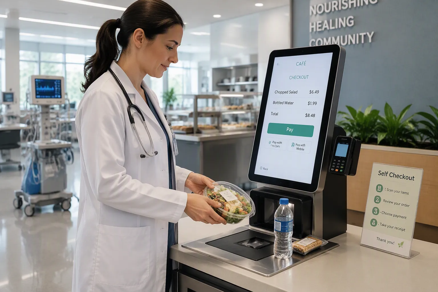 Cashierless stores in hospitals and healthcare facilities