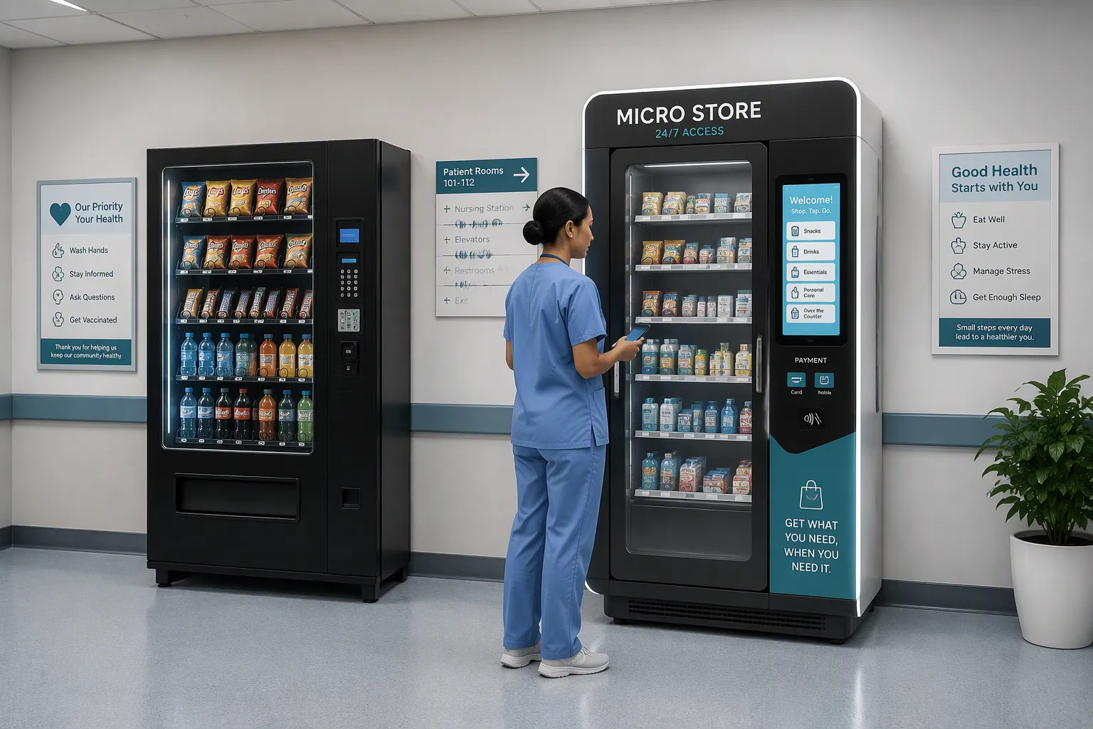 Comparing vending machines vs. autonomous micro stores in Hospitals & healthcare facilities