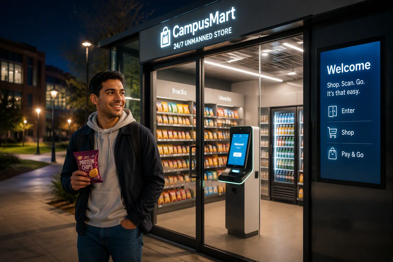 How Unmanned AI Stores Turn Late-Night Cravings into Instant Campus Solutions