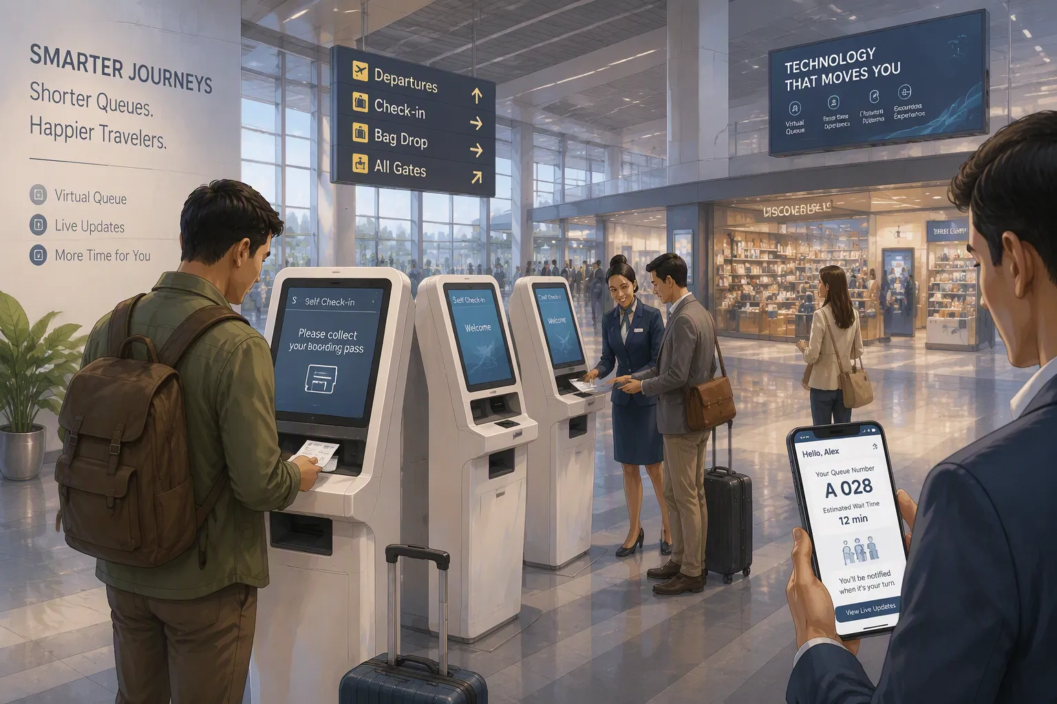 Technology for Reducing Queues and Minimizing Airport Wait Times