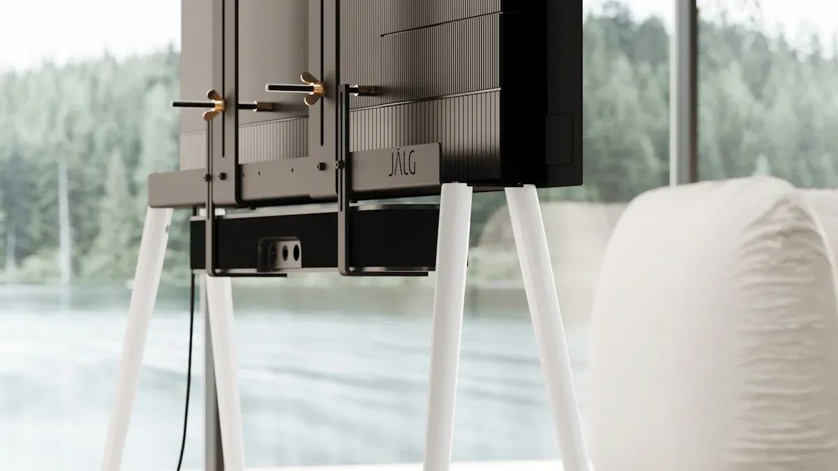 Never struggle again with a TV stand on wheels