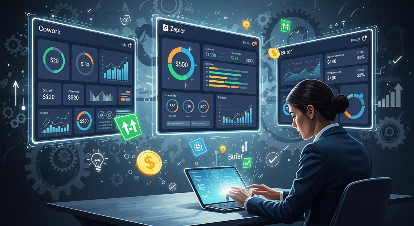 Breakdown of ROI for Cowork, Zapier, and Buffer automation costs