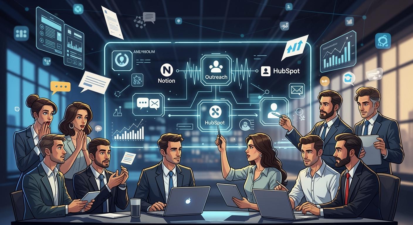 판매 팀을 무너뜨리다: Notion + Outreach + HubSpot의 극한 워크플로우