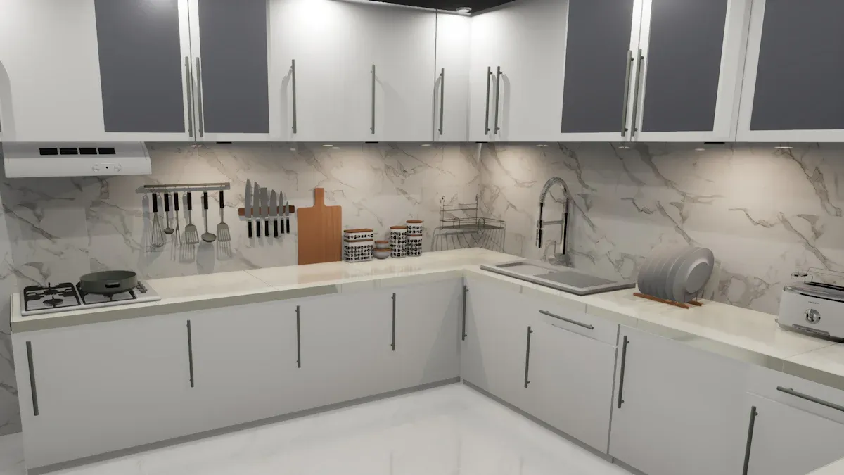 What are the six types of kitchens?