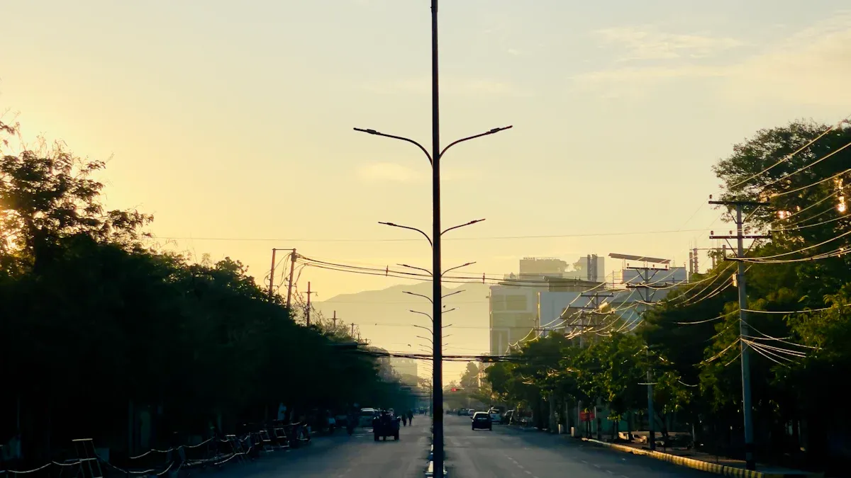 Streetlight poles on highways and expressways