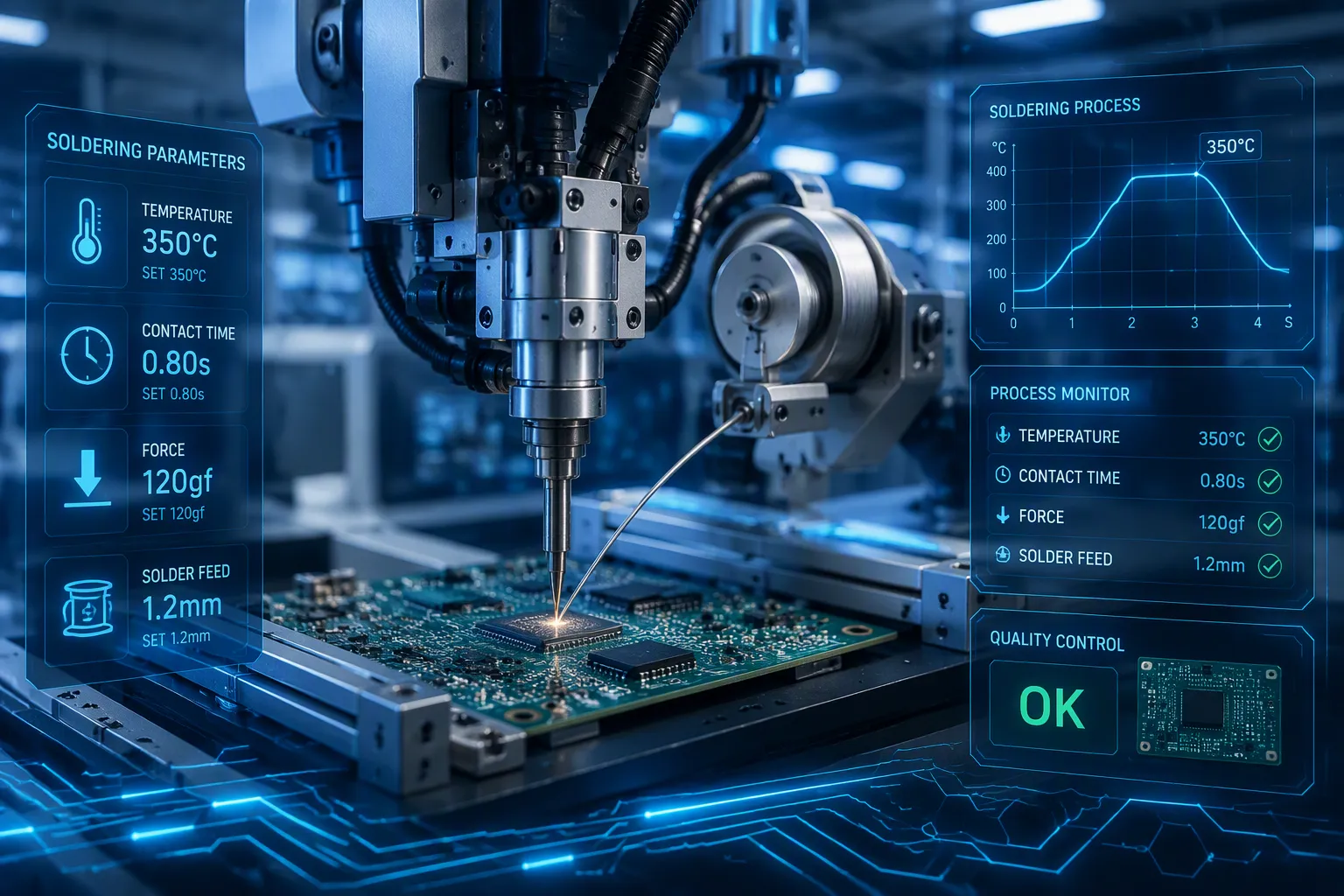 Optimize Robotic Soldering Parameters: Temperature, Contact Time, Force and Solder Feed