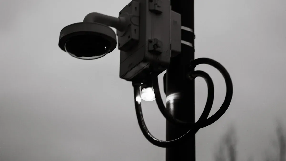 The camera and information screen configuration in smart lamp posts