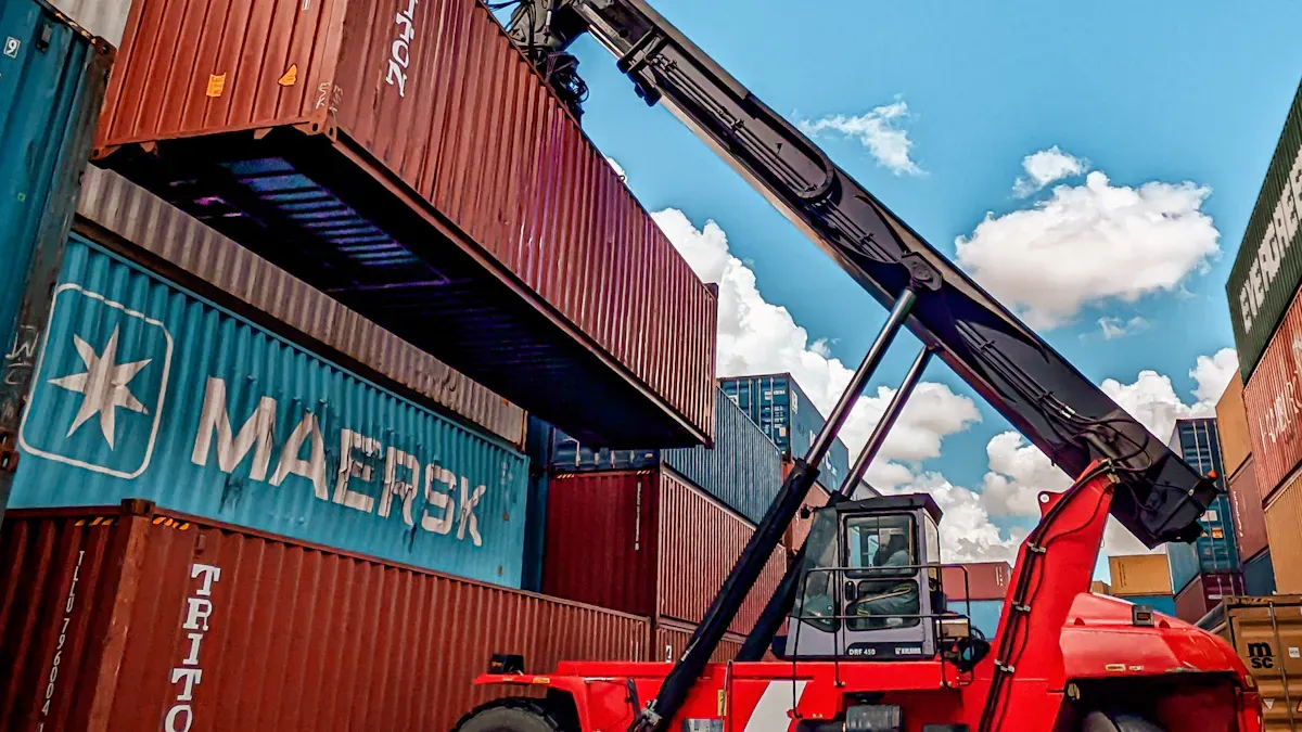 Reach Stacker forklift: limit settings for high stacks