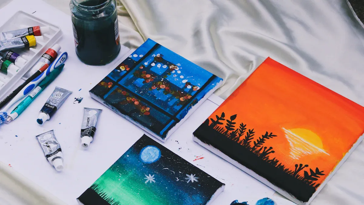 Matériel pour peindre un coucher de soleil