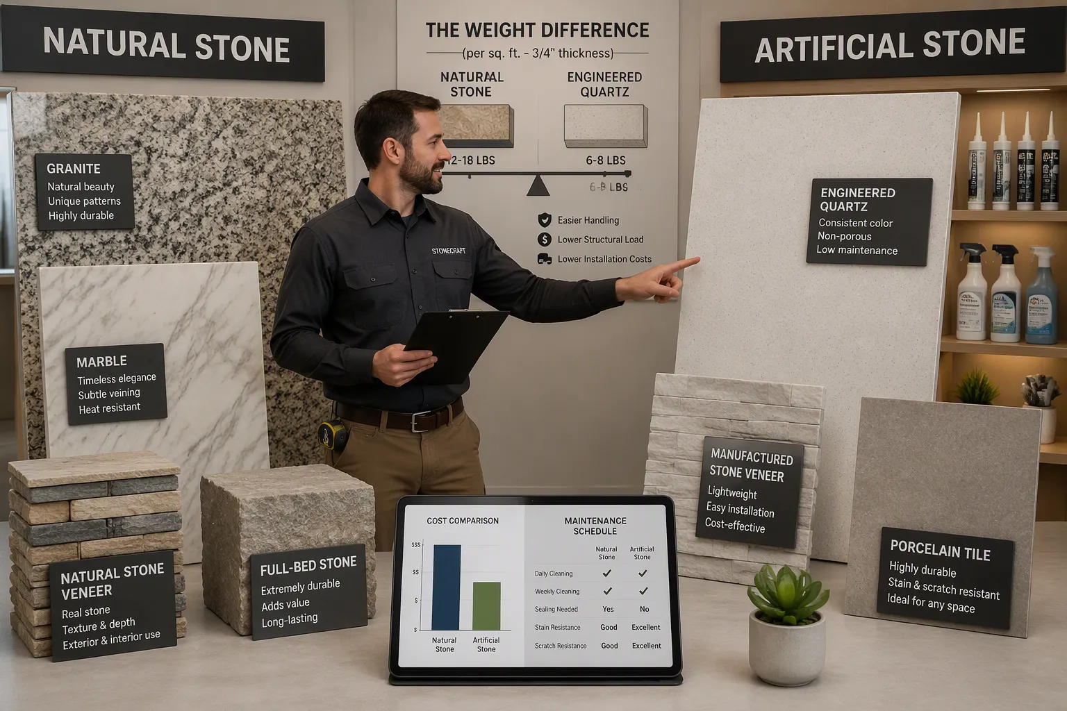 Advantages and disadvantages between natural stone and artificial stone