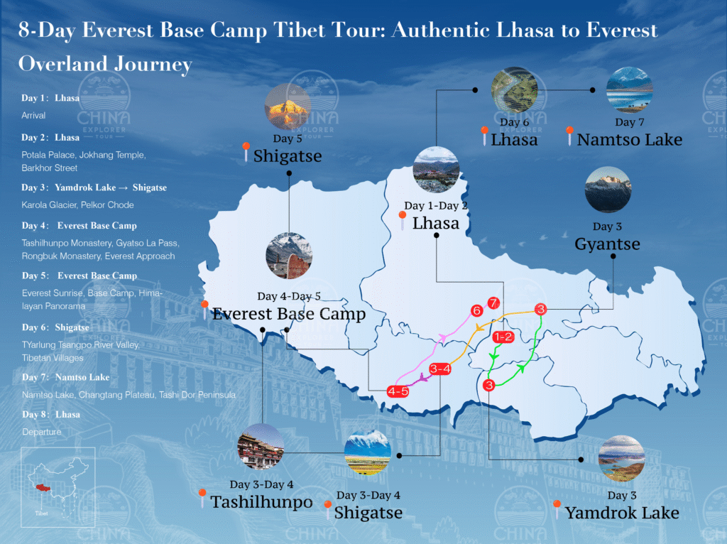 8-Day Everest Base Camp Tibet Tour: Authentic Lhasa to Everest Overland Journey