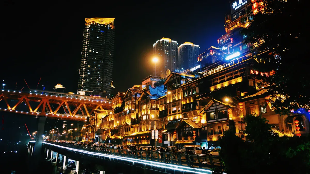 Night Views at Hongya Cave