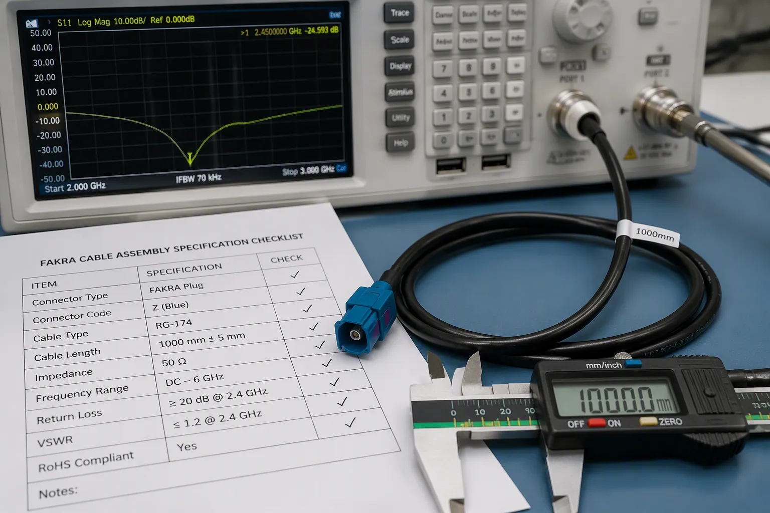 Custom FAKRA Cable Assembly Checklist, Quantity, and Testing