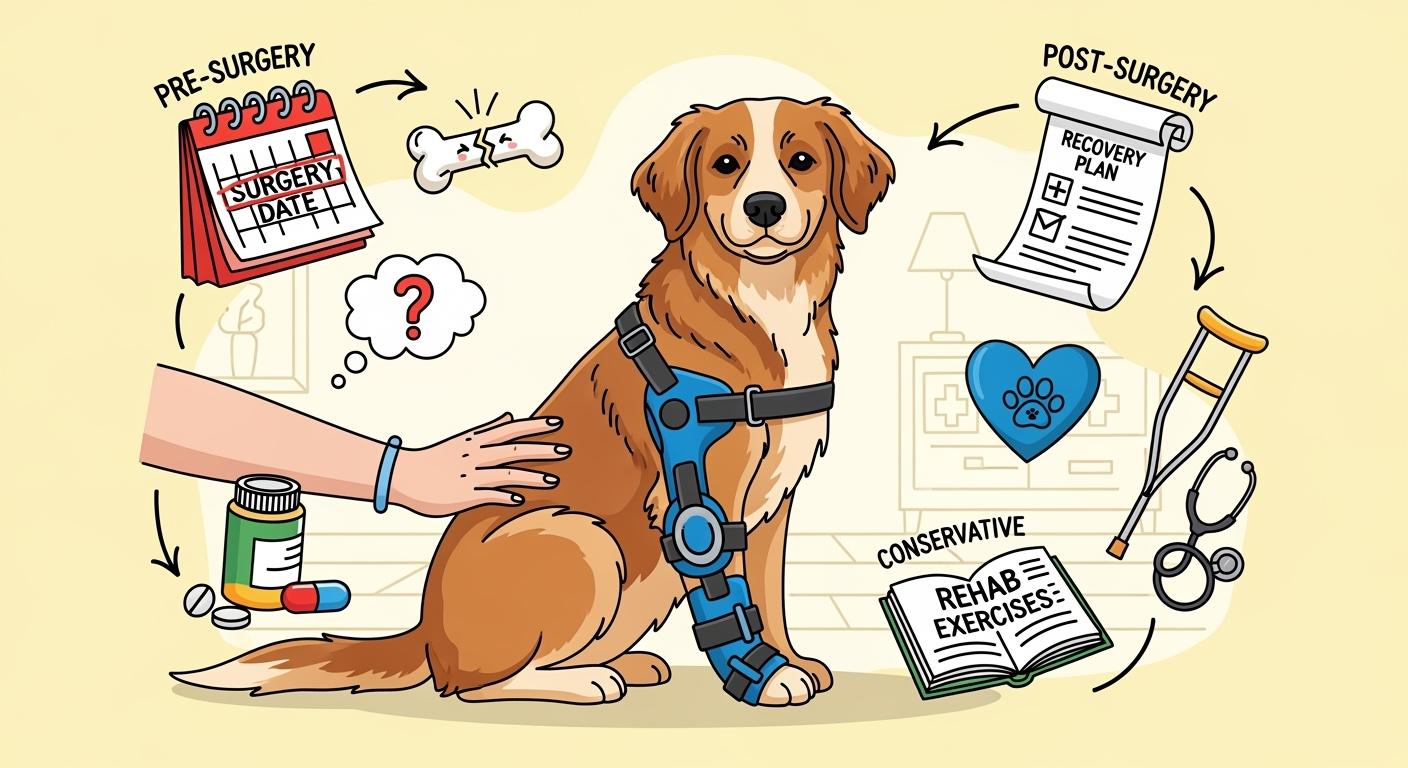 Dog wearing a knee brace with hinge aligned to the stifle joint