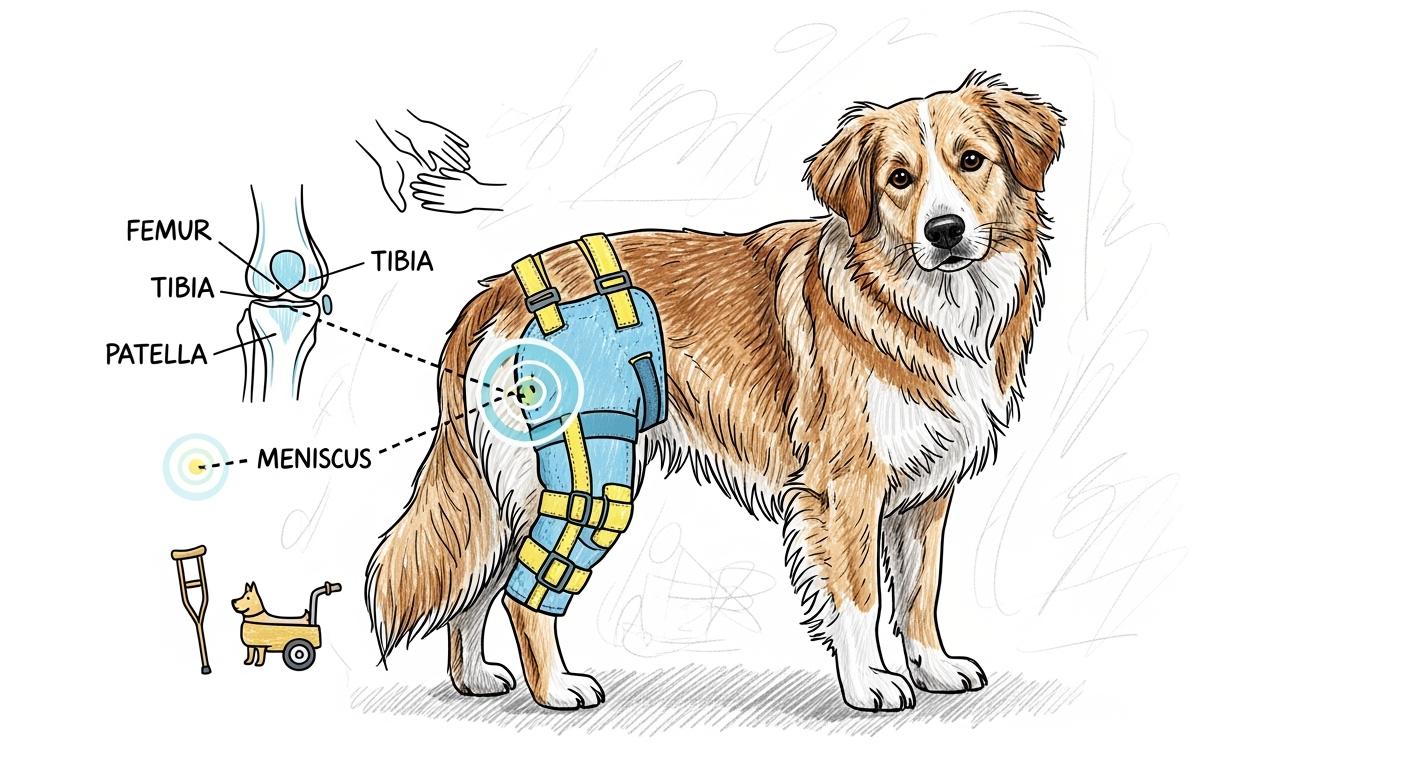 Explaining acl brace for dogs rear leg with focus on CCL injury, knee anatomy, and rear leg support strategies