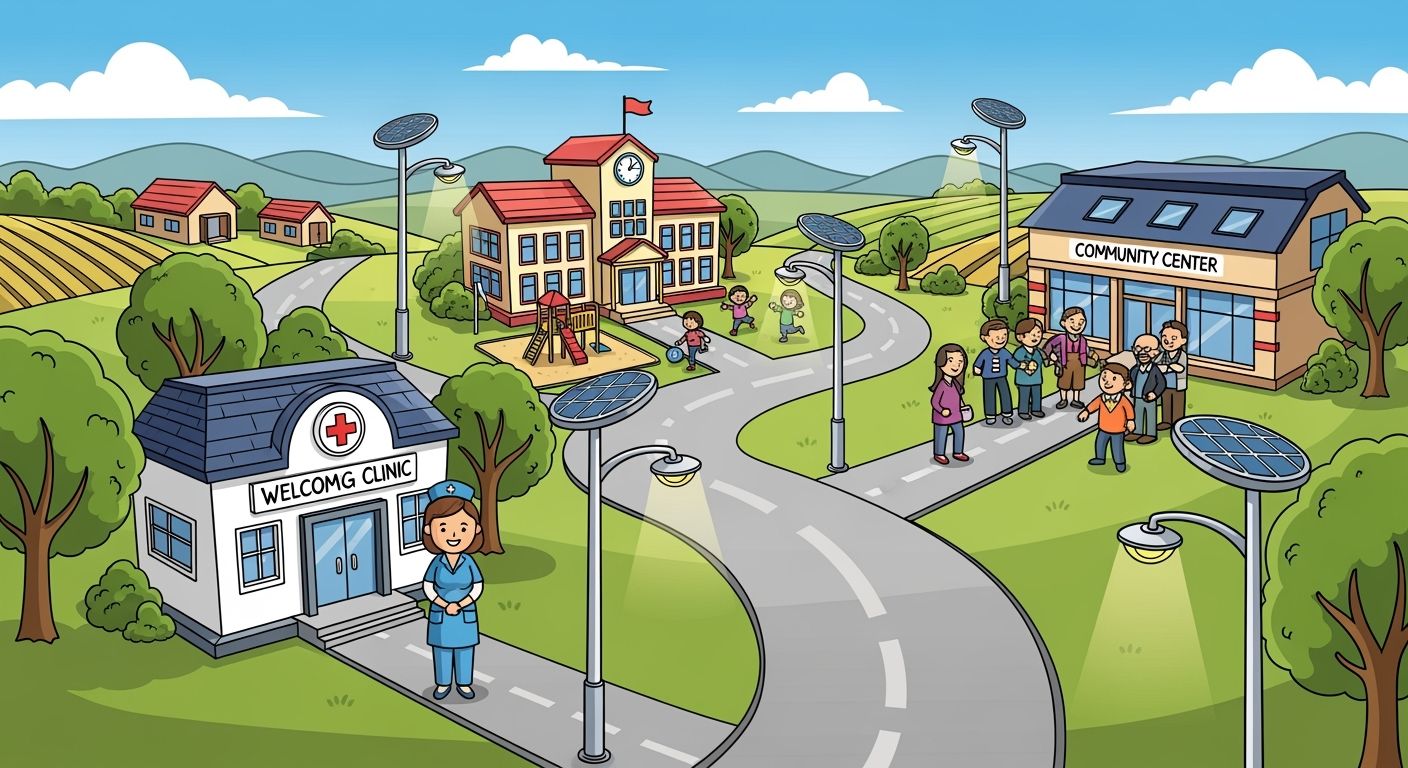 Solar Street Lighting for Rural Clinics, Schools, and Community Centers