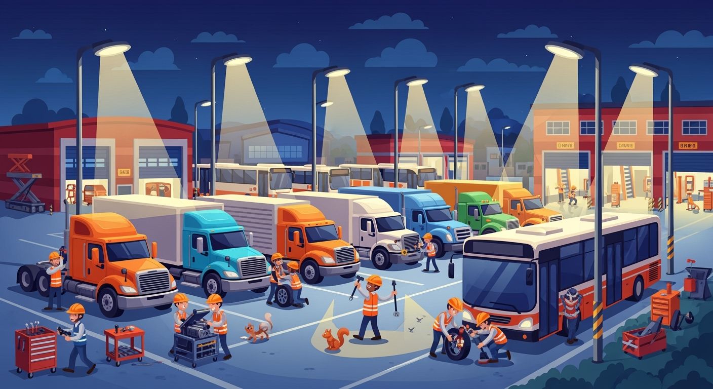 Lighting Systems for Fleet Depots and Commercial Vehicle Maintenance Yards
