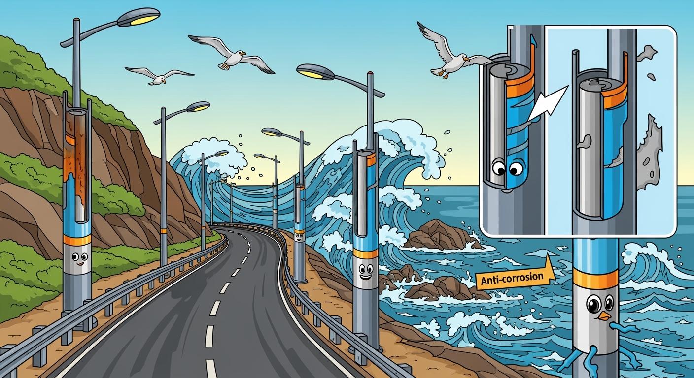 Lighting Solutions for Coastal Roads and Seaside Projects: Pole Materials, Coatings, and Corrosion Protection