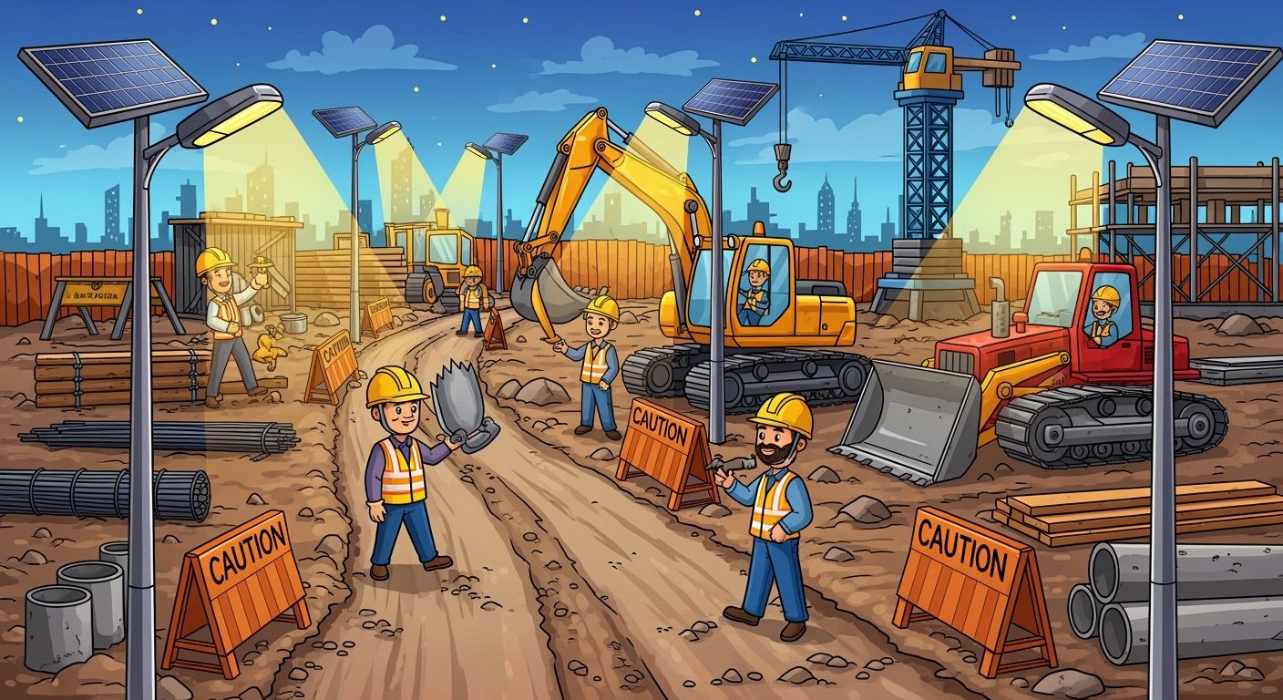 Solar Street Lighting for Construction Sites and Temporary Access Roads