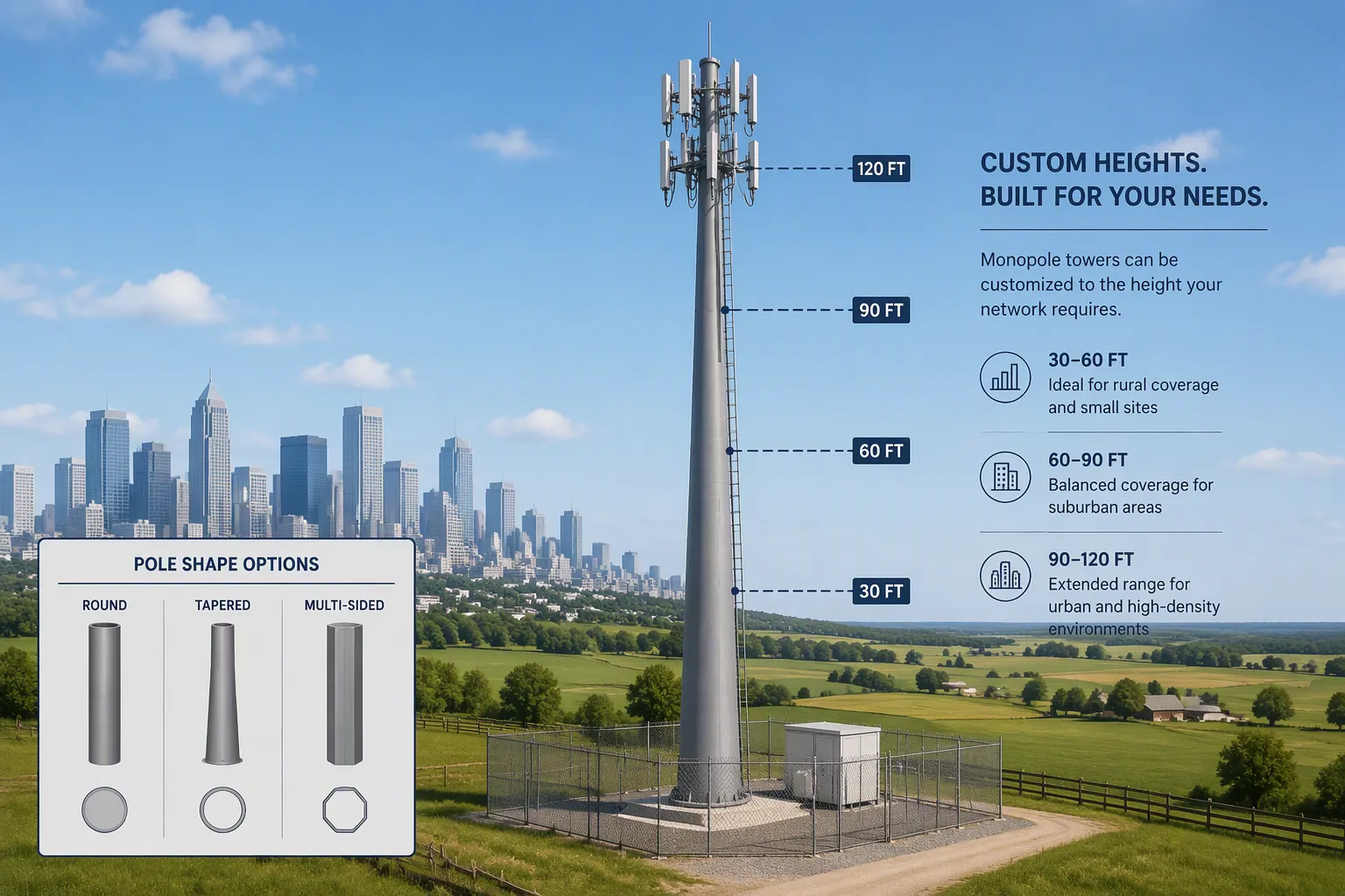 Our Steel Telecom Monopole Customization Options