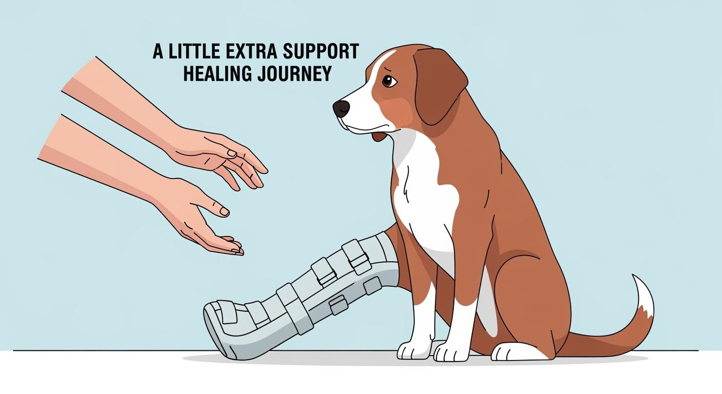 Dog wearing a cruciate knee brace during controlled movement