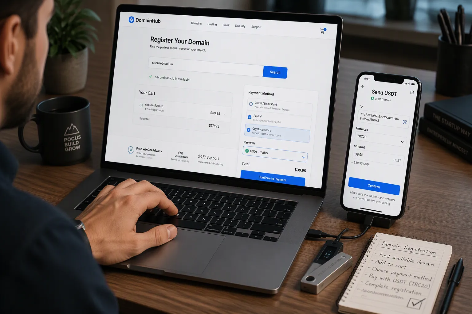 도메인 등록 비용 USDT 결제 절차