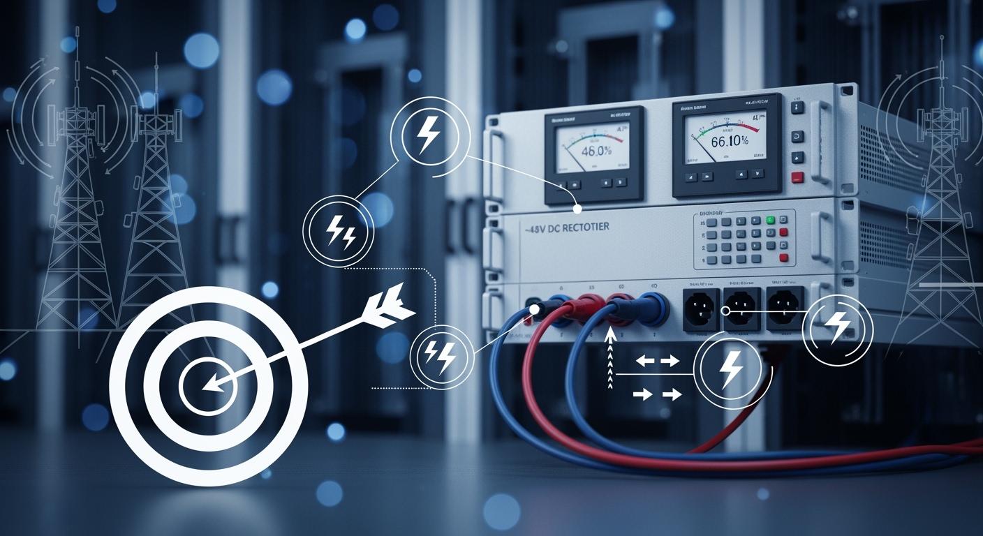 Rectifier efficiency targets for -48V DC energy efficiency in telecom power systems
