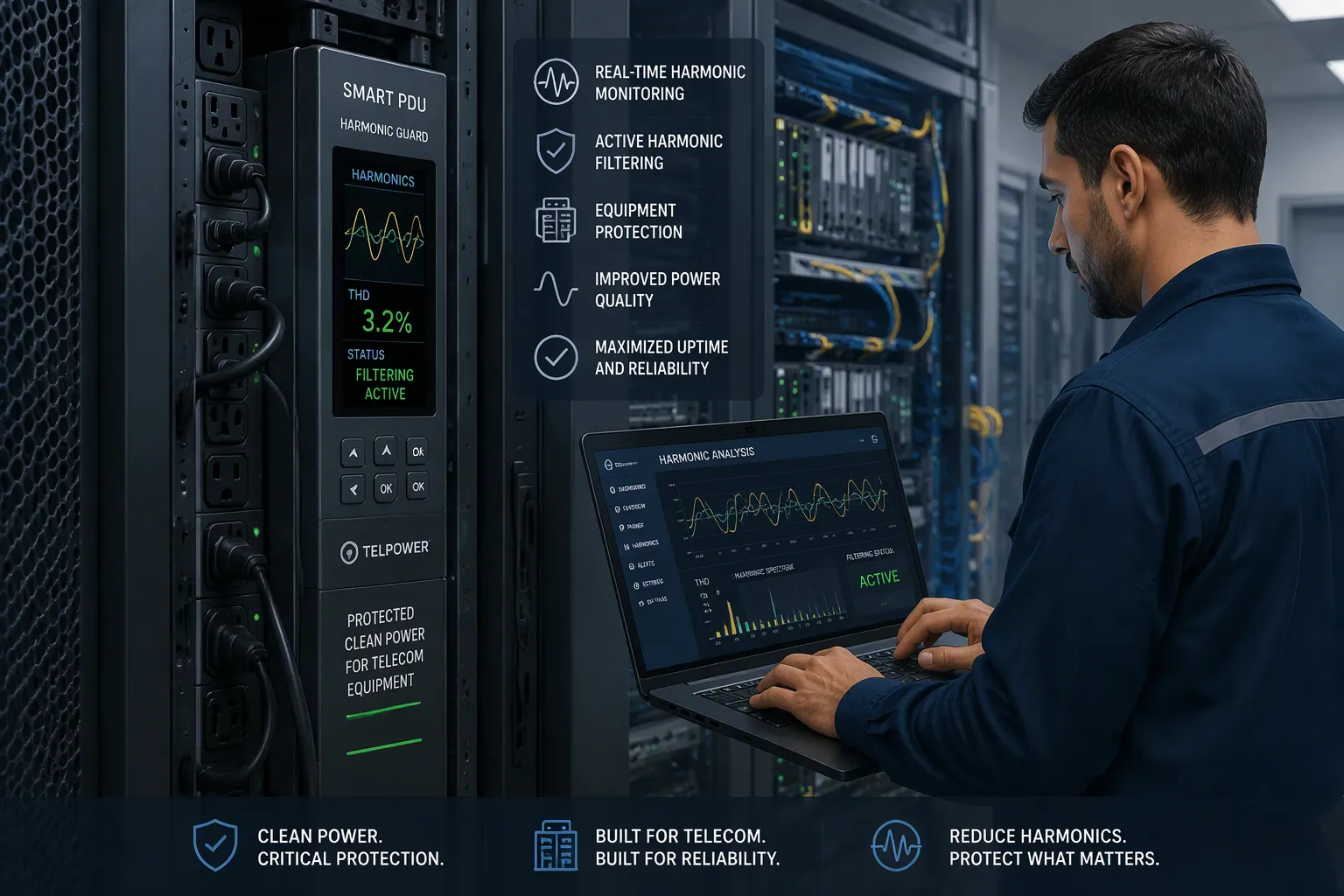 How Smart PDUs Enable Real-Time Harmonic Monitoring and Filtering to Protect Sensitive Telecom Equipment from Interference