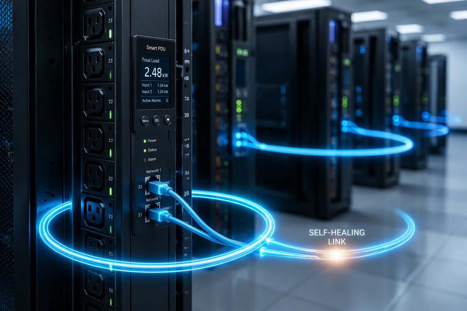 How Smart PDUs Use Dual-Port Ring Network Topology for Self-Healing Redundant Communication Links and Zero Downtime