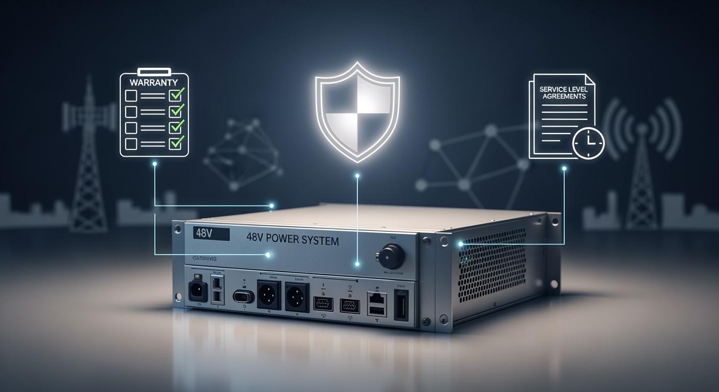 Estel warranty, SLA, and QA commitments for 48V telecom power system