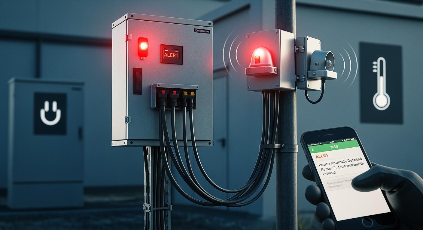 Linked Alarm Between Telecom Power Systems and Environment Systems: Audible/Visual+SMS Alerts for Power Anomalies